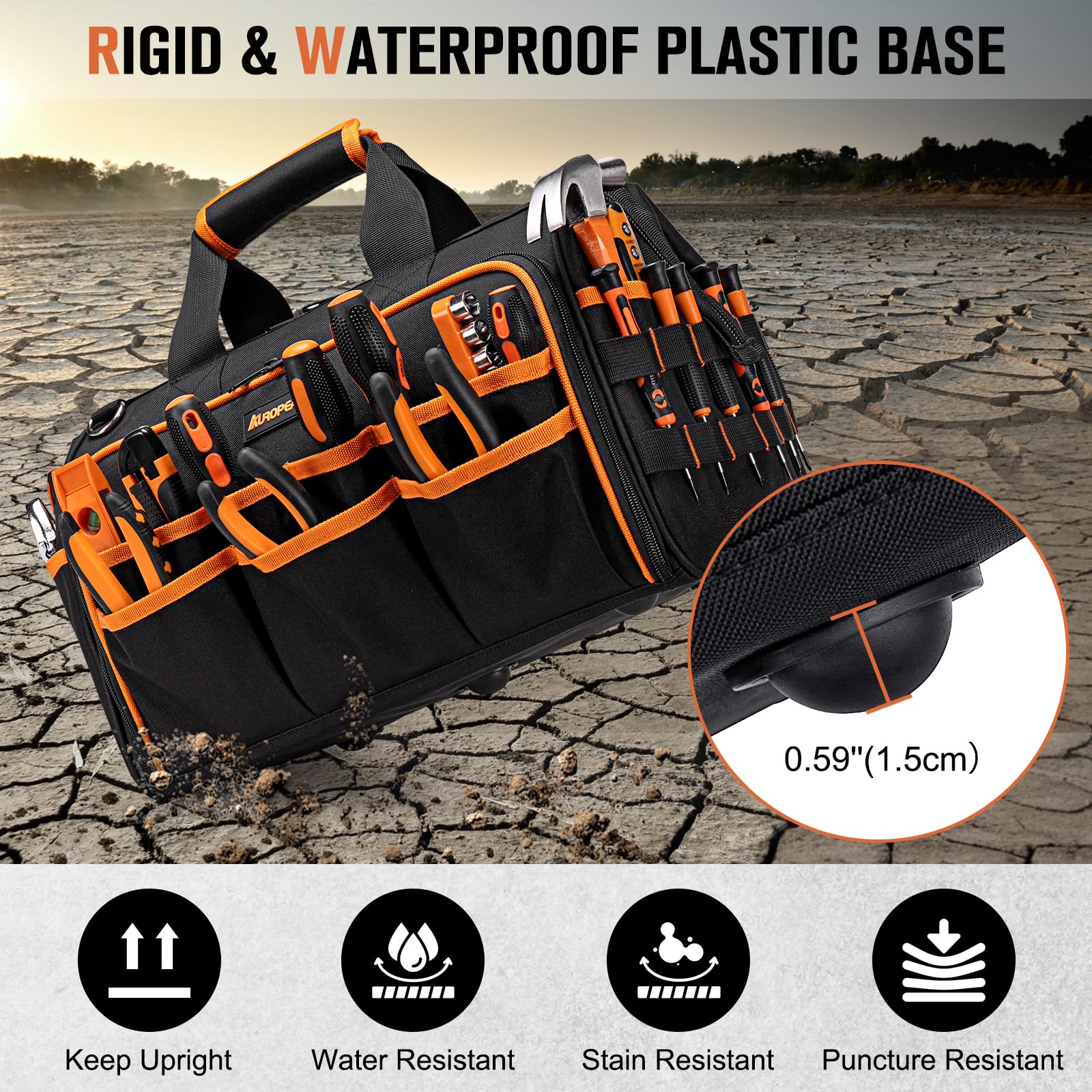 AUROPEAK foldable tool bag saves space in trucks and workshops.