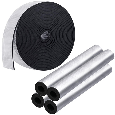 Auroray pipe insulation foam tube roll shields outdoor pipes from freezing with durable neoprene foam.