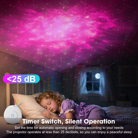 Aurviv Starry Sky Projector timing feature helps schedule turning on or off.