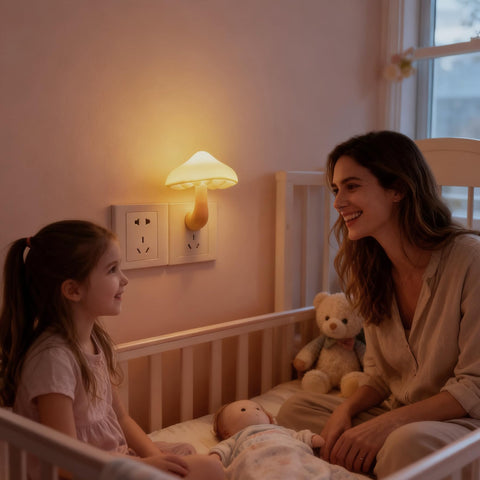 AUSAYE mushroom night light plug-in design enables quick setup in bedrooms and bathrooms