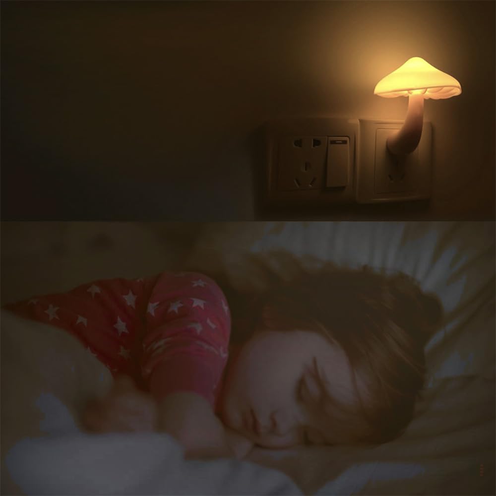 AUSAYE wall-plug mushroom light with sensor provides hands-free illumination at night