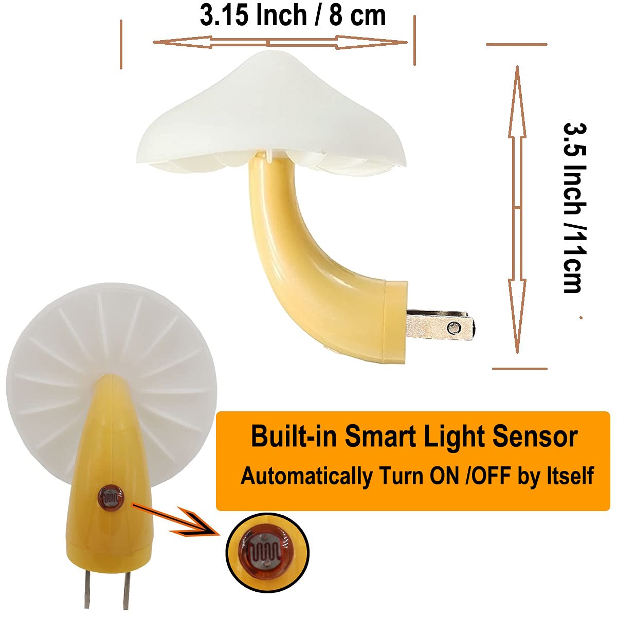 AUSAYE warm white mushroom night light creates a gentle bedroom ambiance