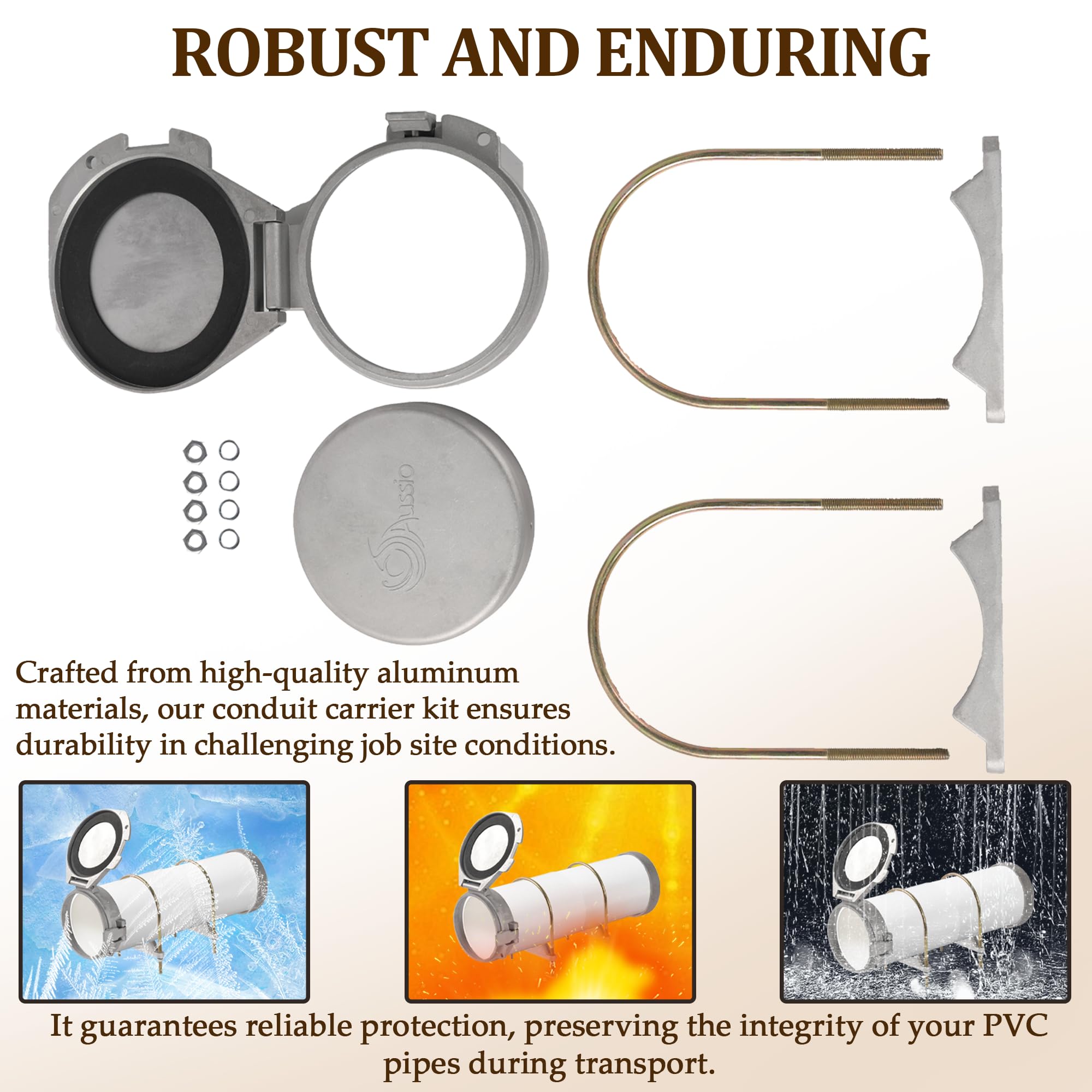 Aussio conduit carrier kit aluminum construction for durability