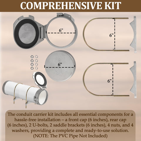 Aussio conduit carrier kit rear cap 6in locks pipes in place