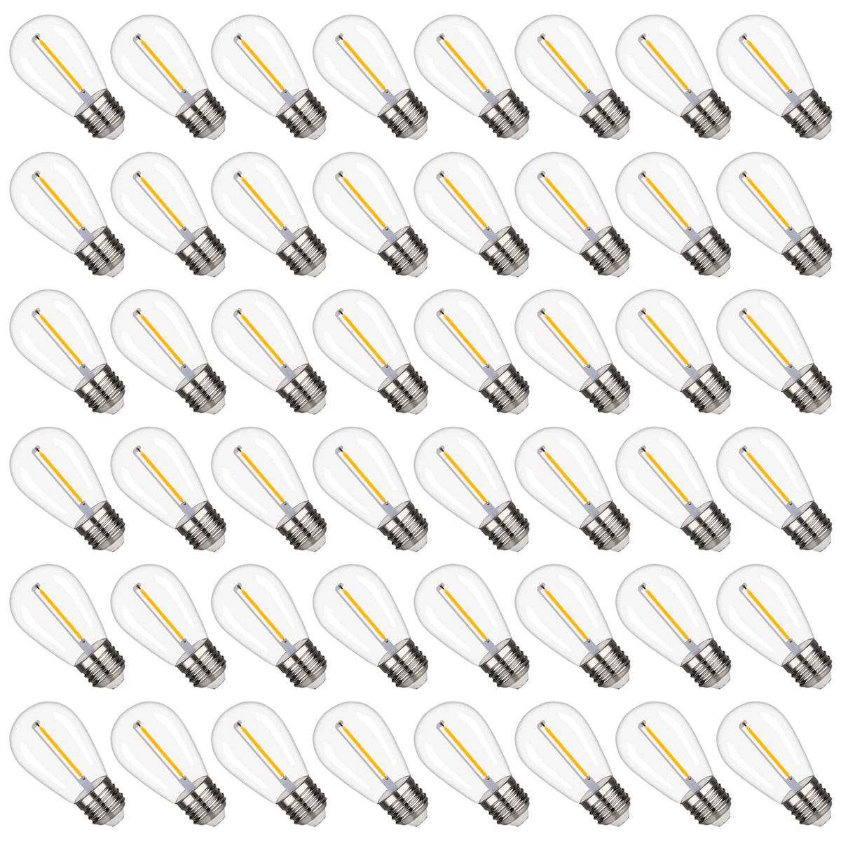Austin Coast S14 bulb with clear plastic for durable outdoor lighting.