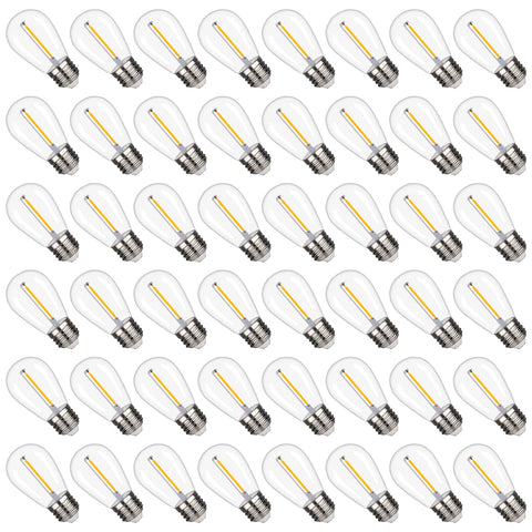 Austin Coast S14 bulb with clear plastic for durable outdoor lighting.