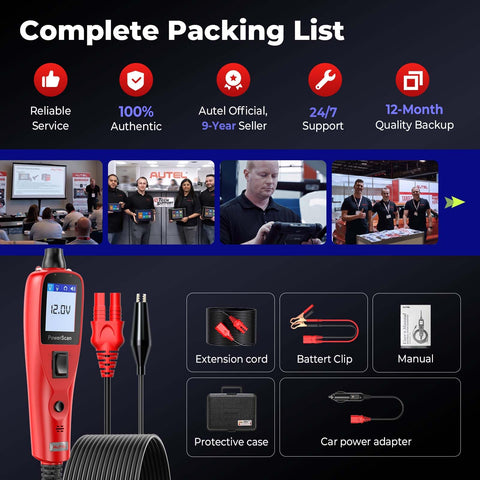 Autel PowerScan 20ft extension cable extending reach for wiring checks.