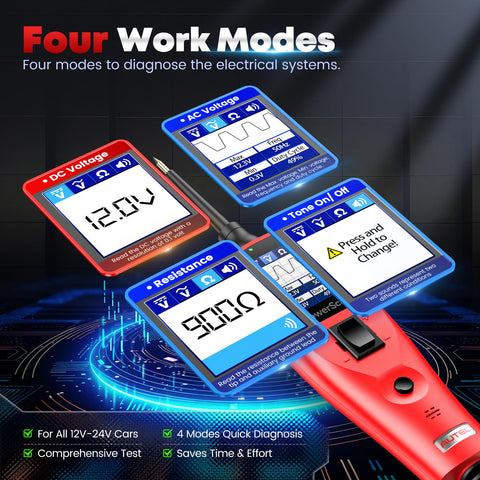 Autel PowerScan in DC voltage mode delivering precise voltage readings.