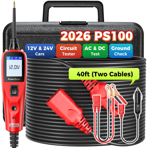Autel PowerScan display close-up showing voltage and polarity readings for quick checks.