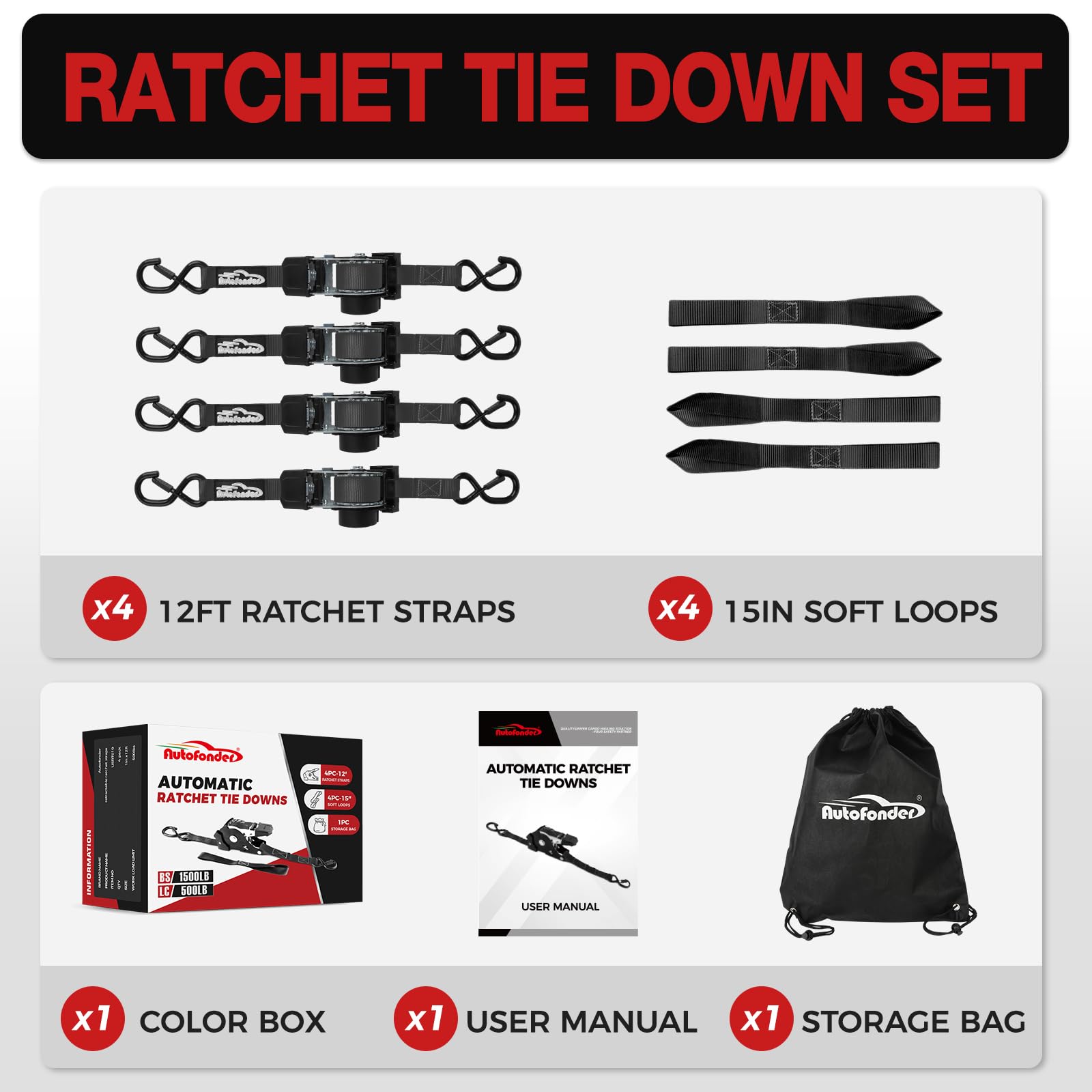 Autofonder heavy-duty polyester webbing handles up to 1500 lbs.