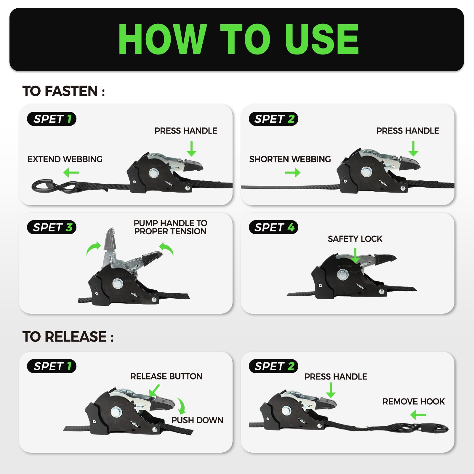Autofonder heavy-duty straps ideal for motorcycles, ATVs, boats, and more.