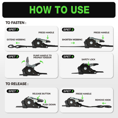 Autofonder heavy-duty straps ideal for motorcycles, ATVs, boats, and more.