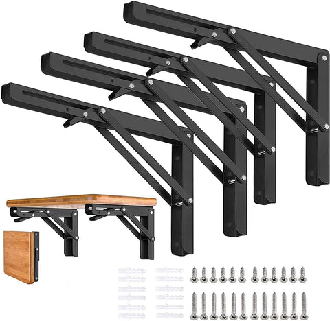 AUTOHJ folding shelf brackets assembly view shows sturdy 350 lb capacity