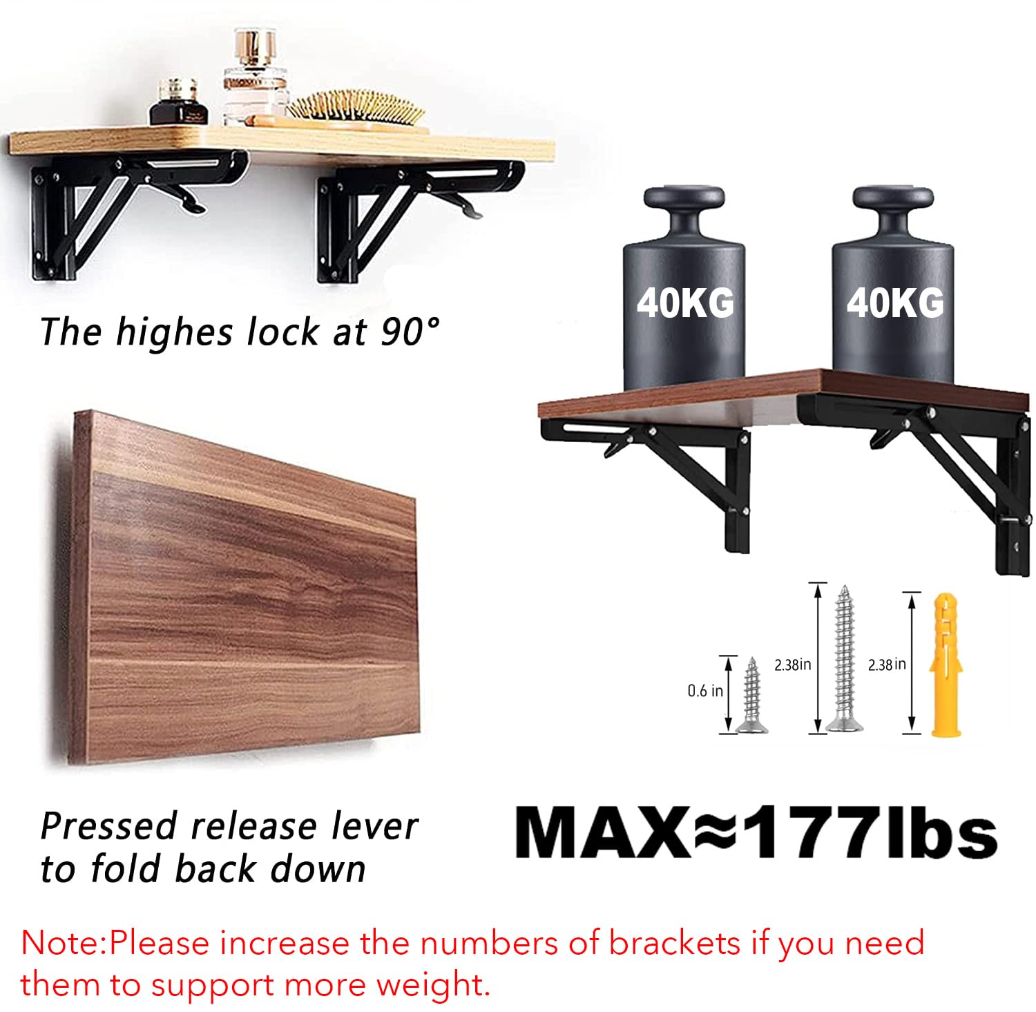 AUTOHJ folding brackets lock at 90 degrees for quick, secure setup.