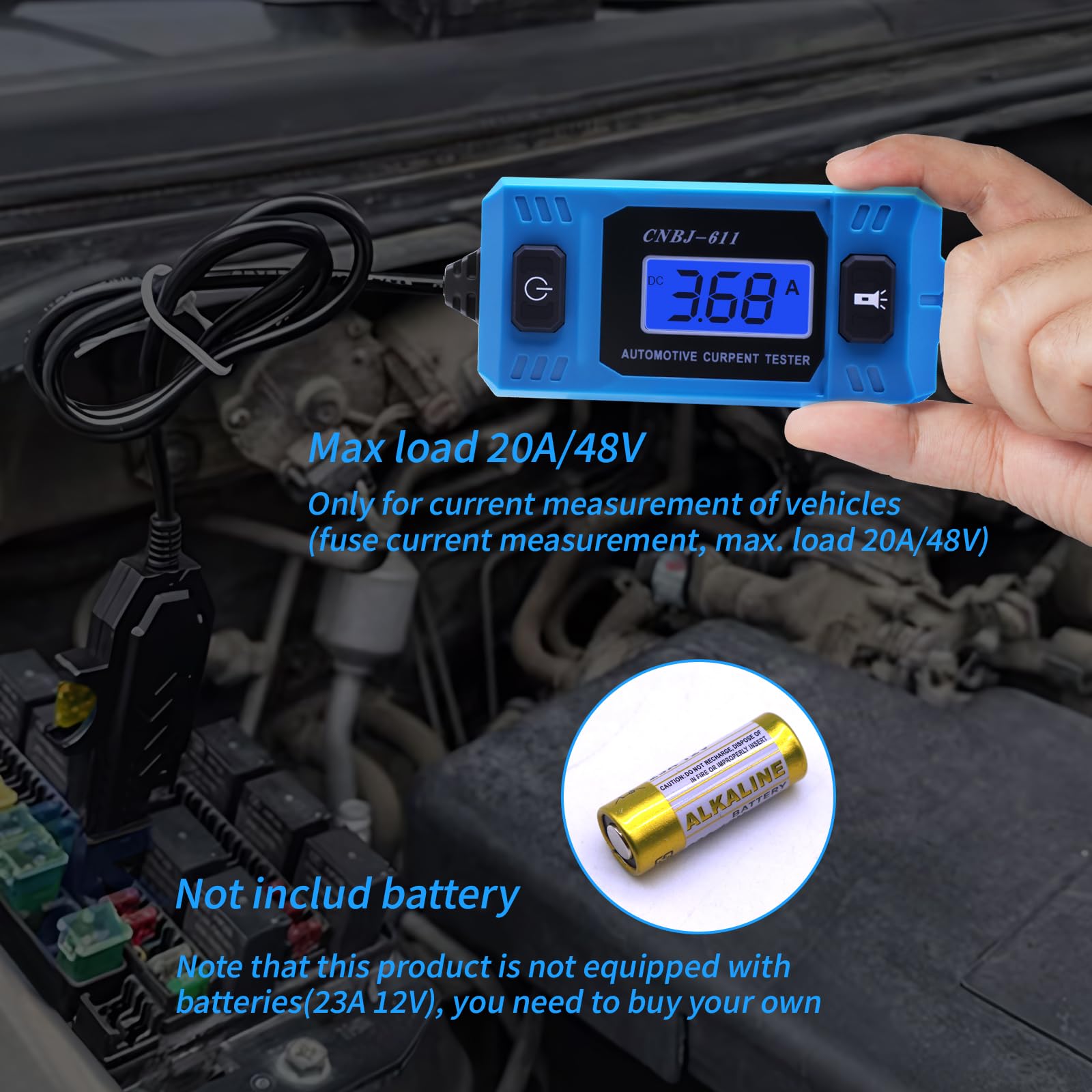 Autokcan fuse tester includes medium and small plug adapters for flexibility