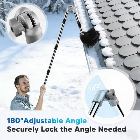 Automiim gutter cleaner with angle adjustment gear for tight gutter corners.
