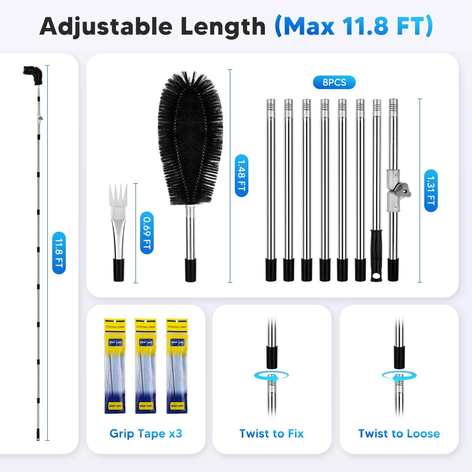 Automiim debris cleaning from ground enables efficient gutter maintenance.