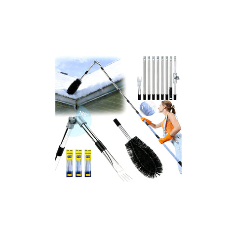 Automiim gutter cleaner pole extended for ground-level gutter access and safer cleaning.
