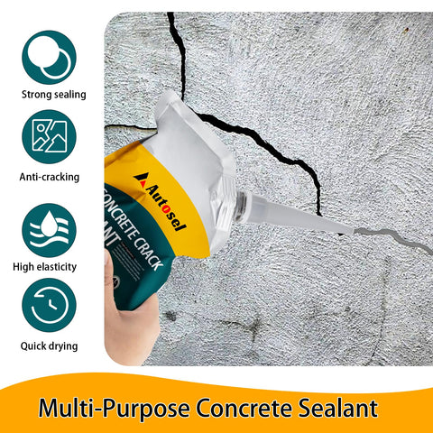 Autosel concrete crack filler forms a waterproof seal to protect outdoor surfaces.