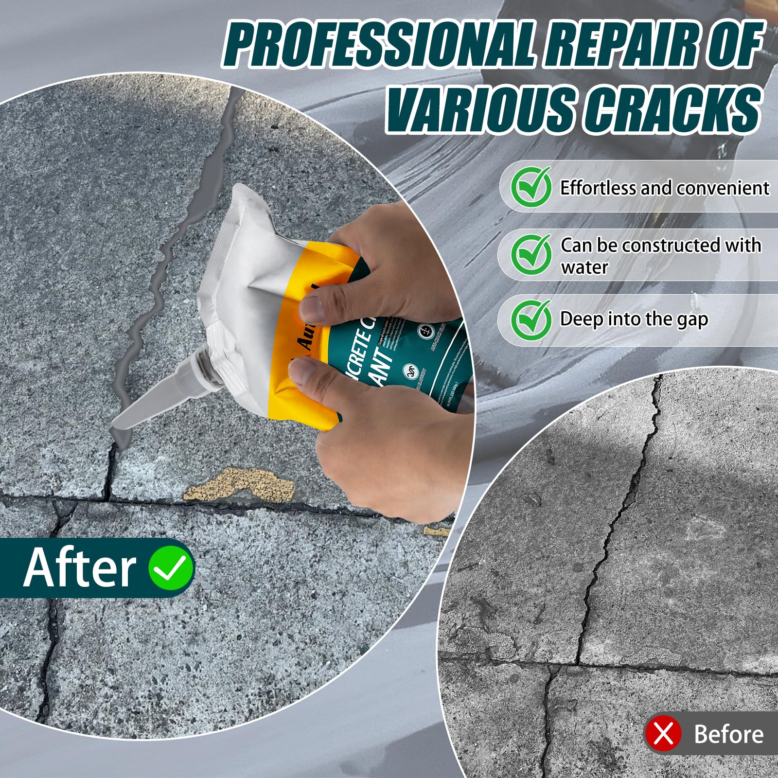 Autosel waterproof seal protects patios and driveways from rain and frost