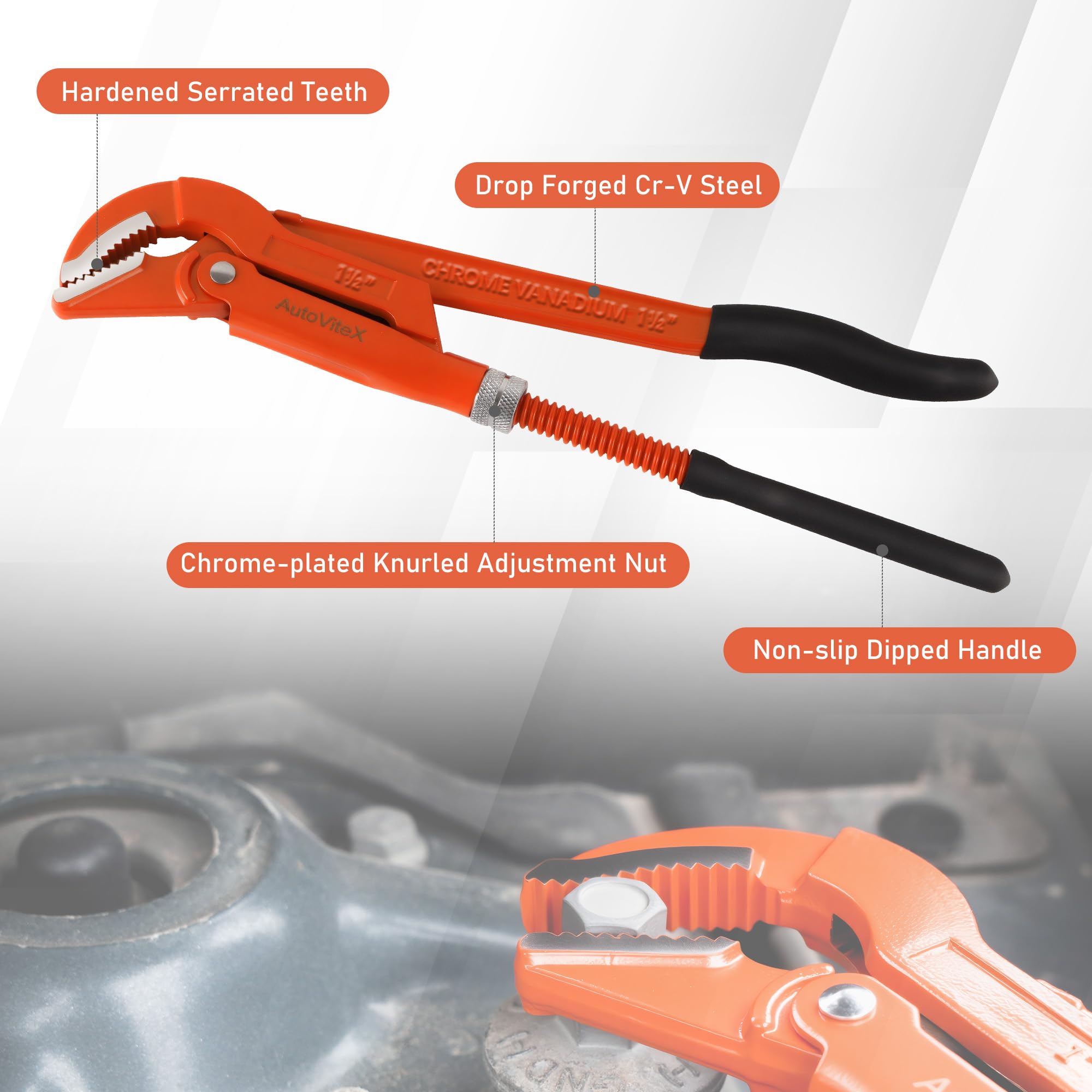 AutoViteX non-slip powder-coated body enhances grip and control.
