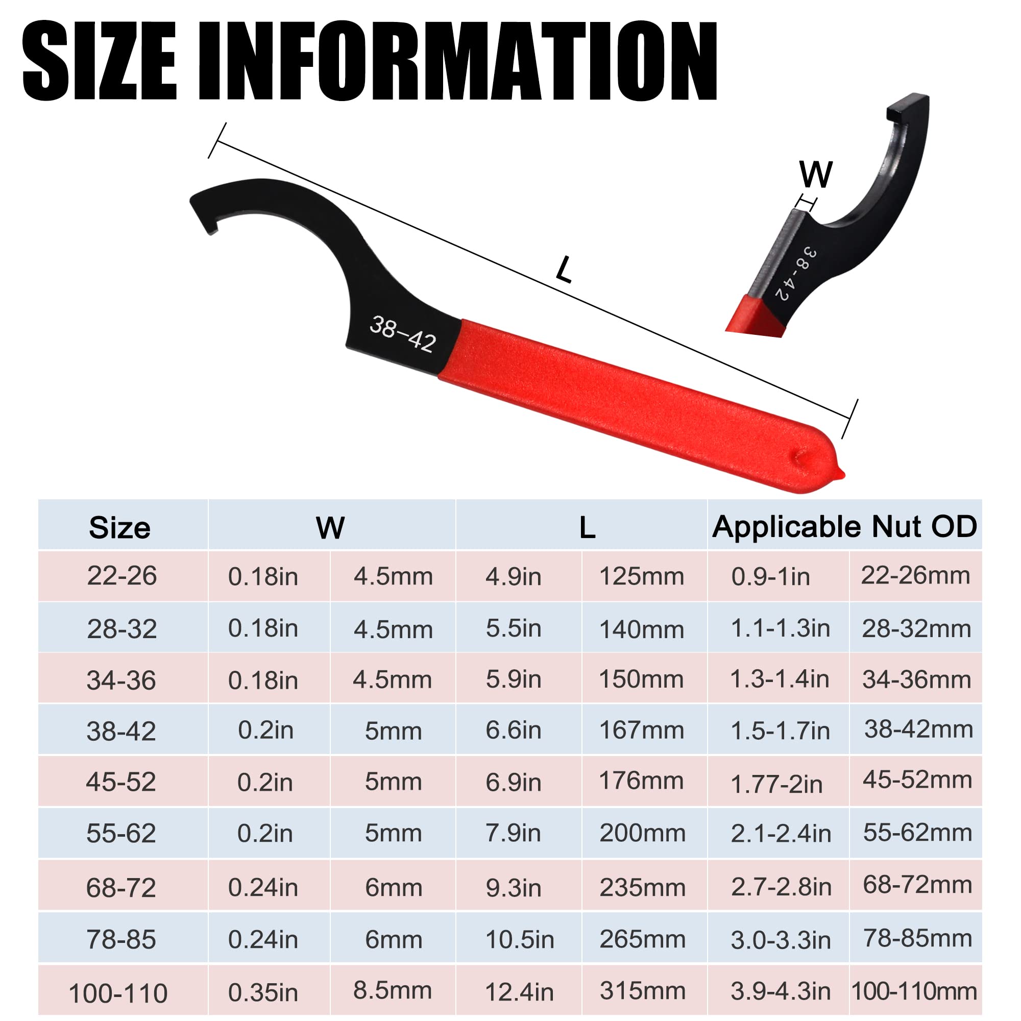 AutoWanderer Tool coilover spanner 38-42mm supports versatile daily and outdoor applications