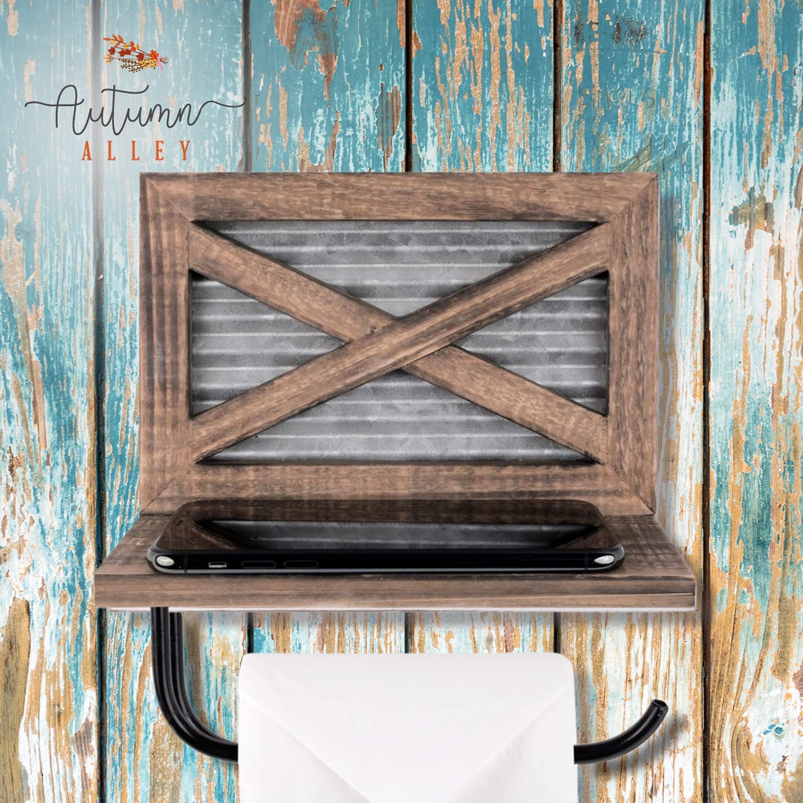 Autumn Alley farmhouse decor piece complements bathroom and western interiors.