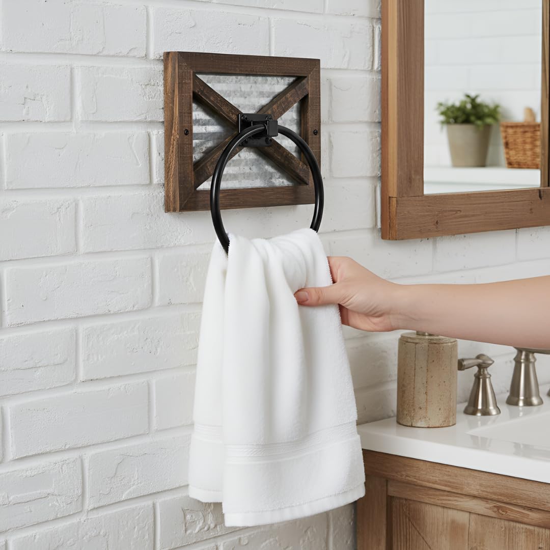 Autumn Alley toilet paper and towel combo on wall saves bathroom space.