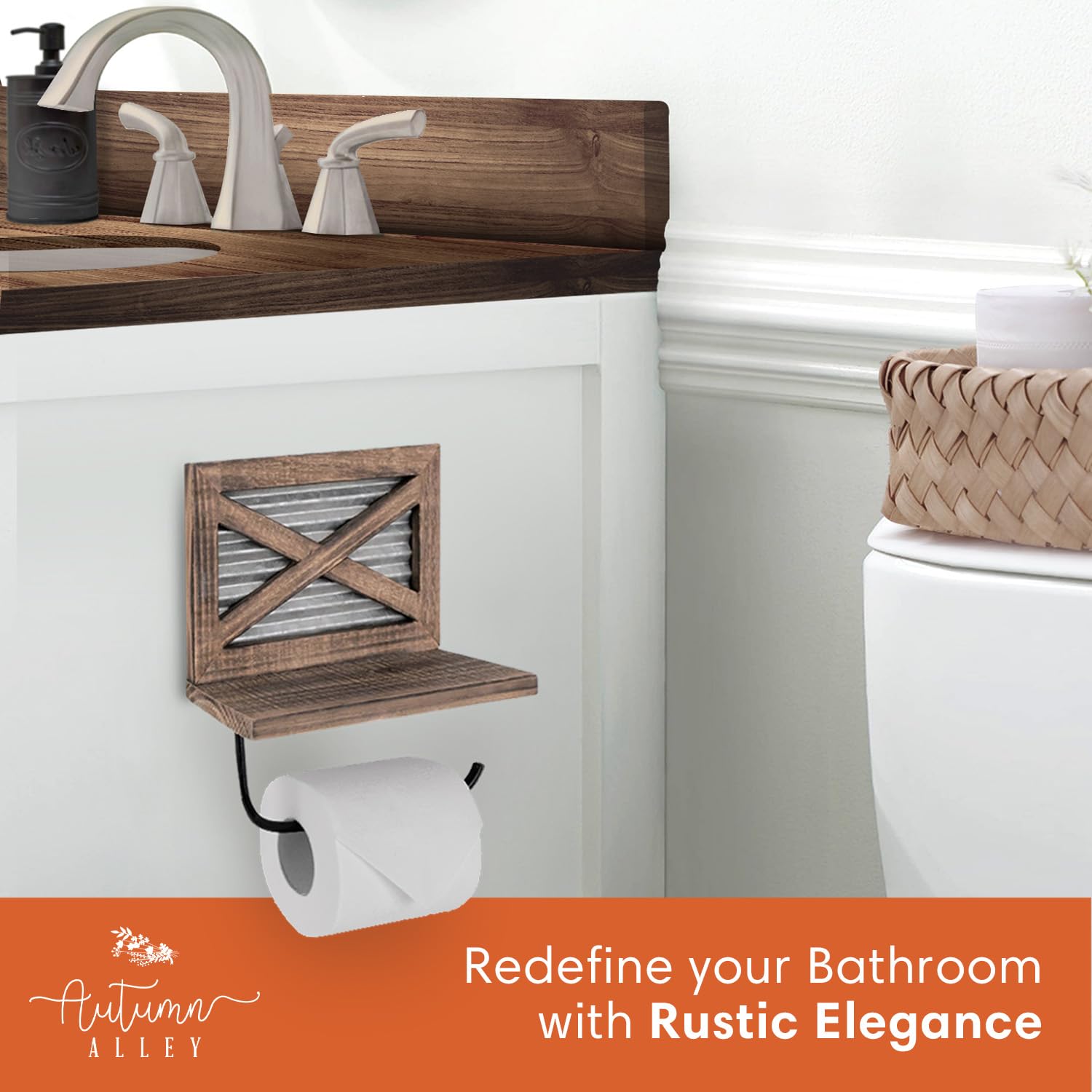 Autumn Alley western style decor for bathroom adds country charm on wall.