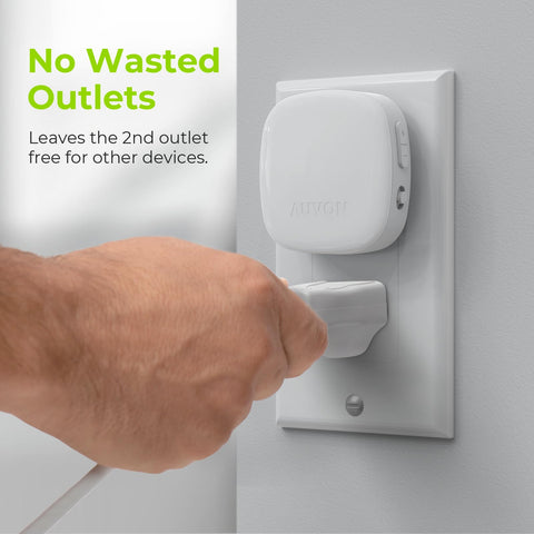 AUVON compact plug design keeps an extra outlet free