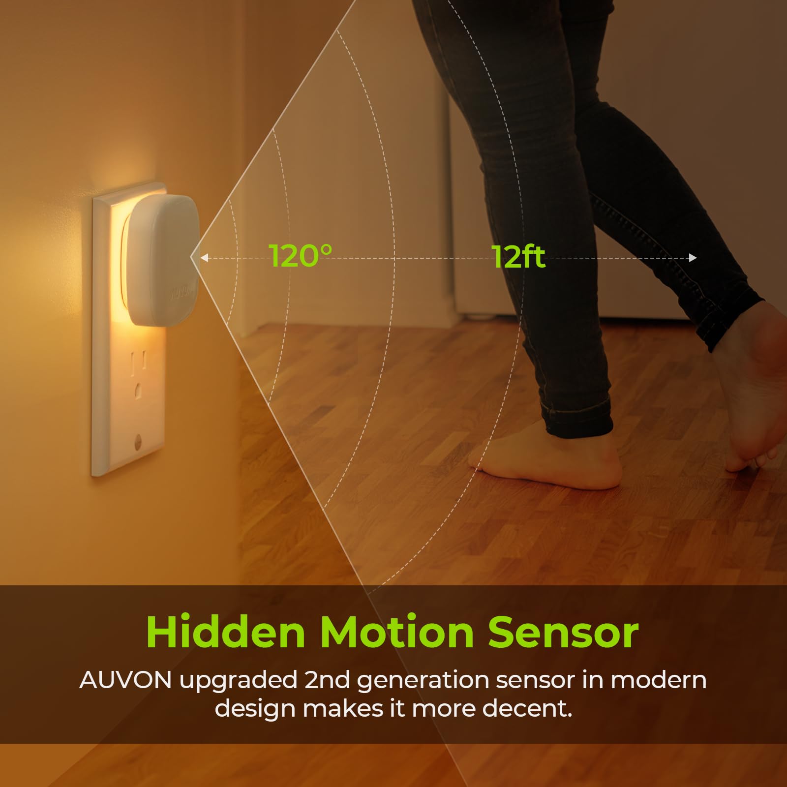 AUVON dimmable amber night light with 5 step brightness control