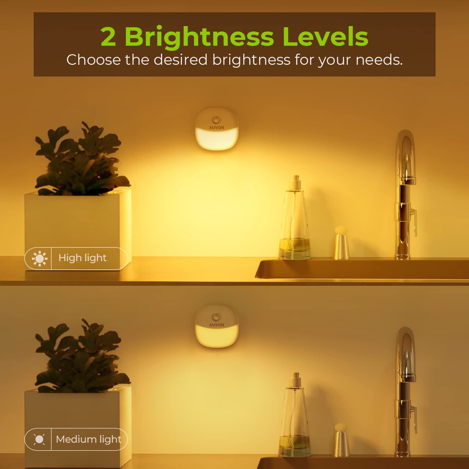 AUVON motion-detection night light detects movement at 3-5 meters