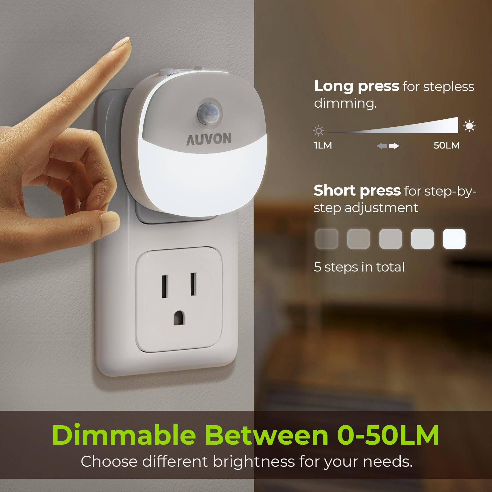 AUVON compact fire-resistant night light ensures safe bedside use