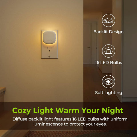 AUVON night light demonstrates motion sensor activation in hallway at dusk.