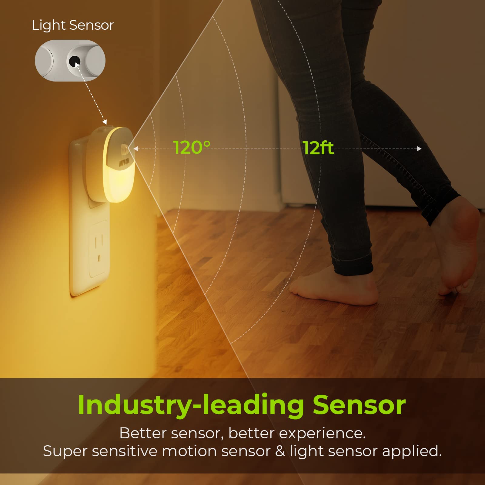 AUVON adjustable brightness night light from 1 to 50 lm for mood lighting