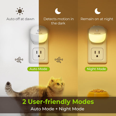 AUVON dusk-to-dawn night light auto-activates in darkness for convenient entryways