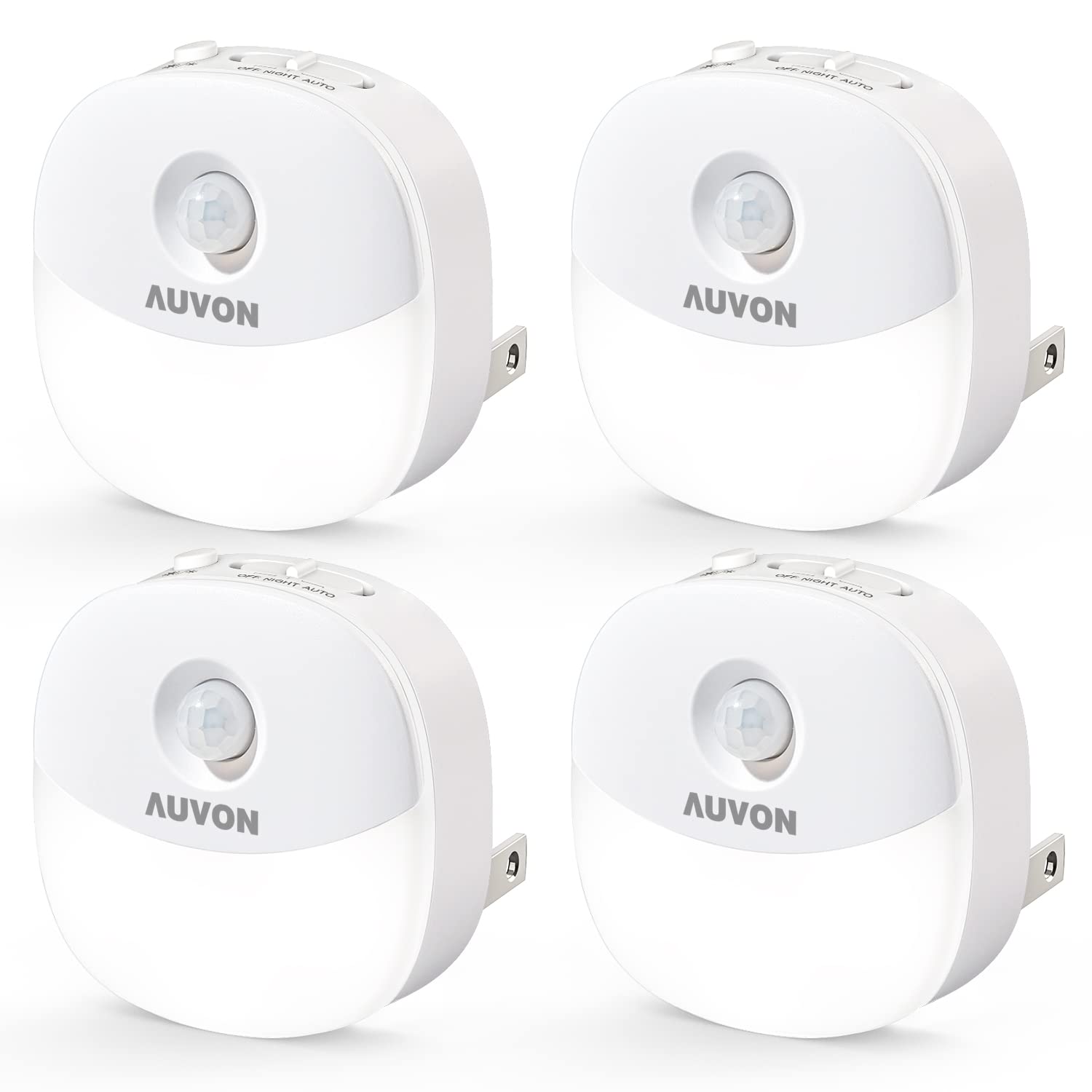 AUVON plug-in night light with motion sensor enabling hands-free hallway guidance