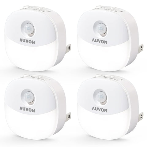 AUVON plug-in night light with motion sensor enabling hands-free hallway guidance