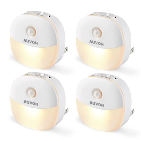 AUVON plug-in night light with motion sensor for safe hallway navigation