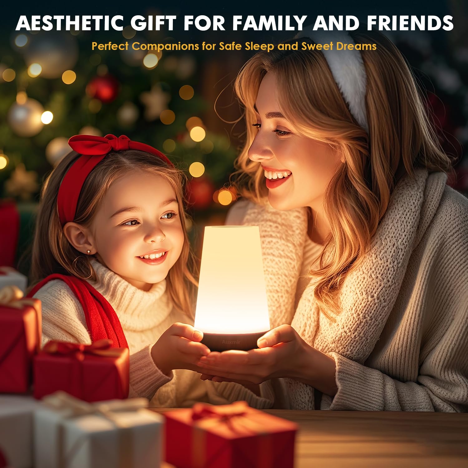 Auxmir bedside lamp suited for nursery, bedroom, and travel.