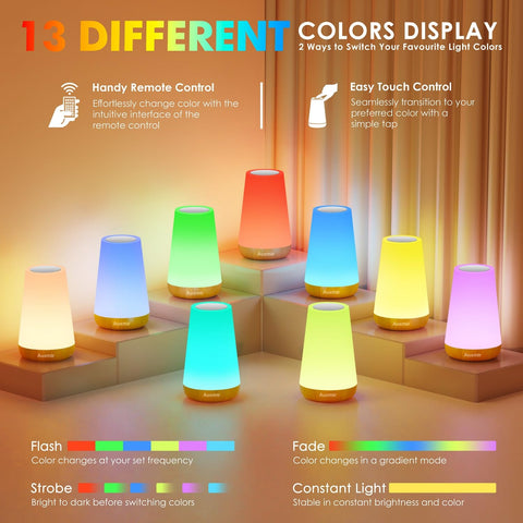 Auxmir night light displaying 13 colors for versatile ambiance.