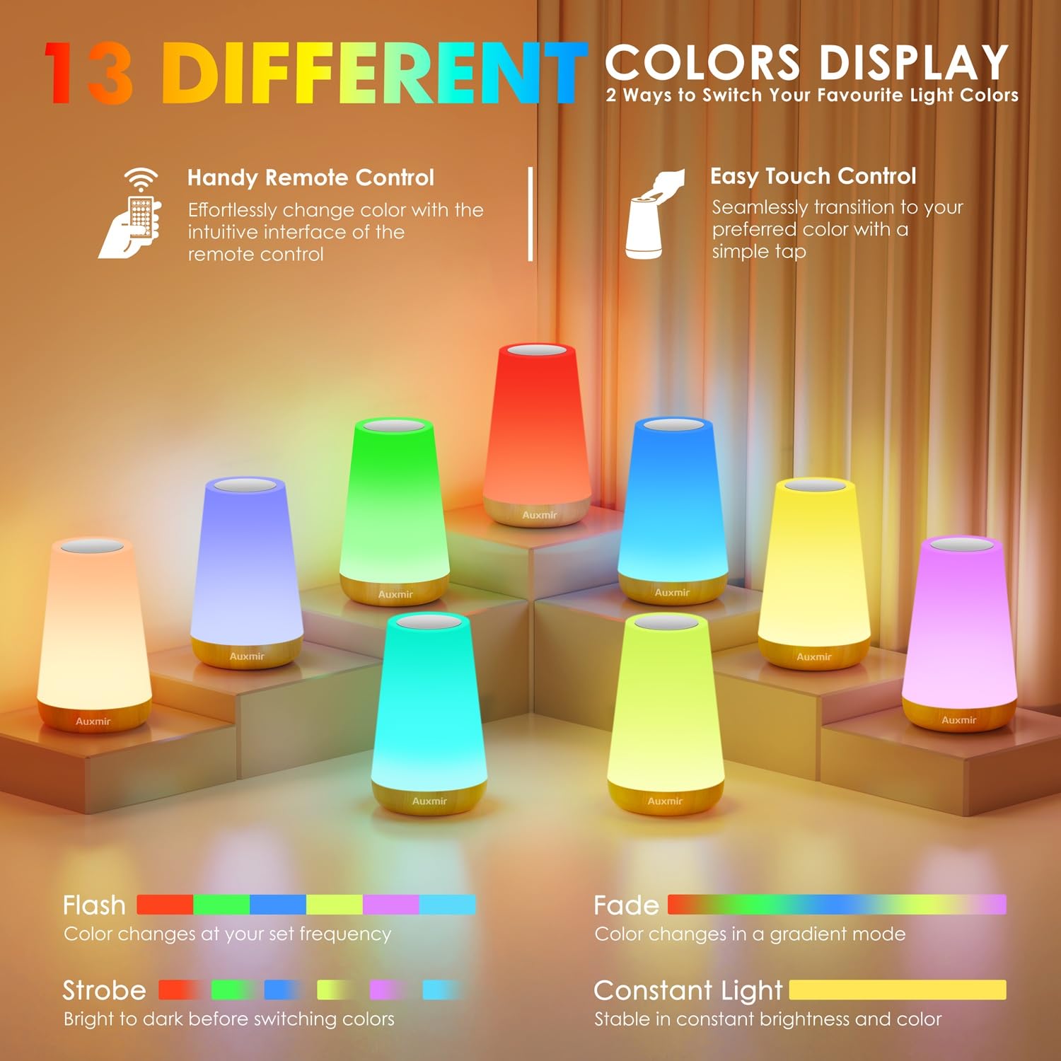 Auxmir night light with remote-control lets you adjust brightness from bed.