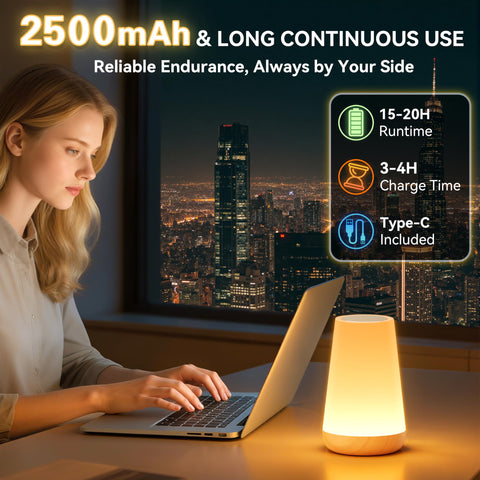 Auxmir USB-rechargeable lamp for cordless use at home or away.