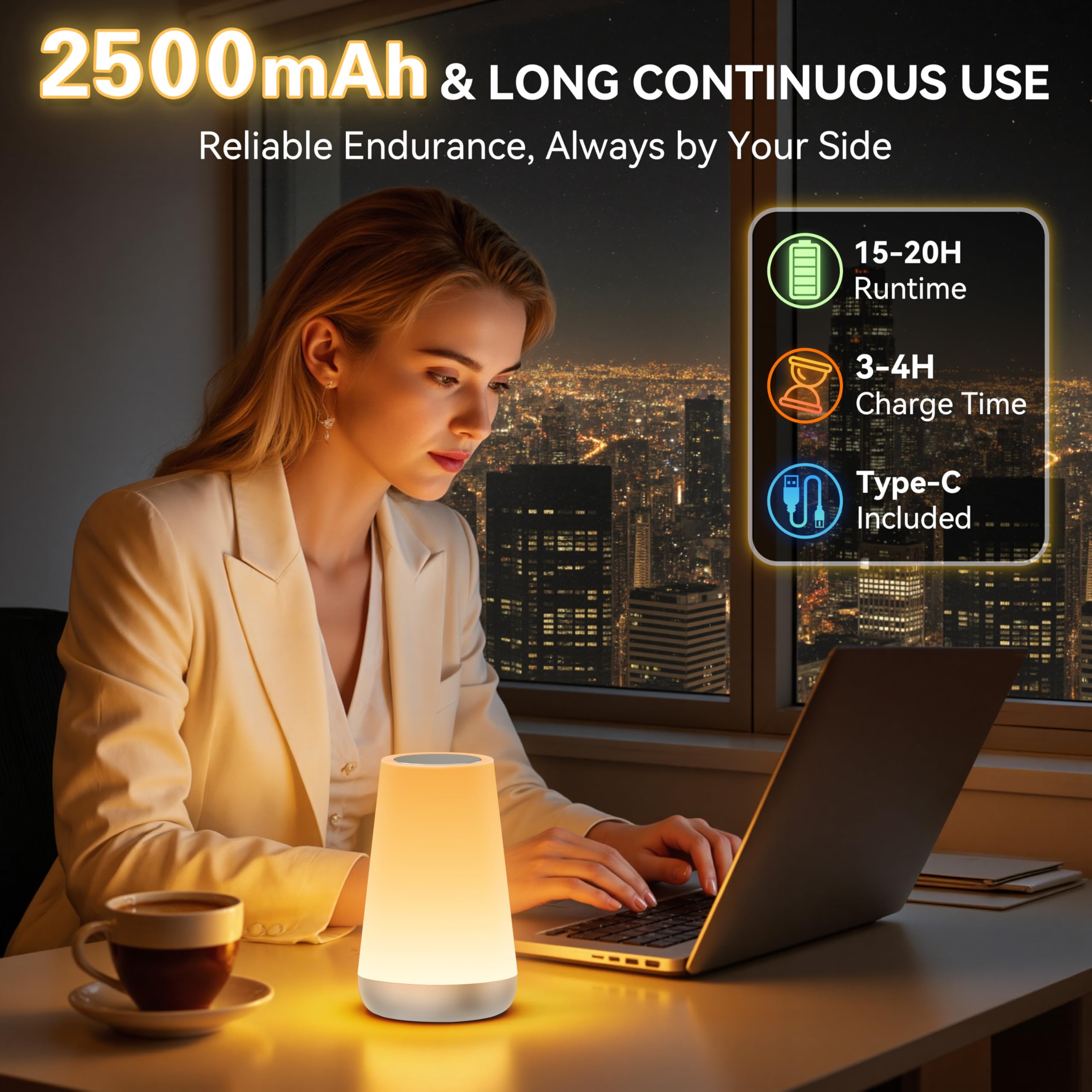Auxmir night light charging via USB for convenient recharging.