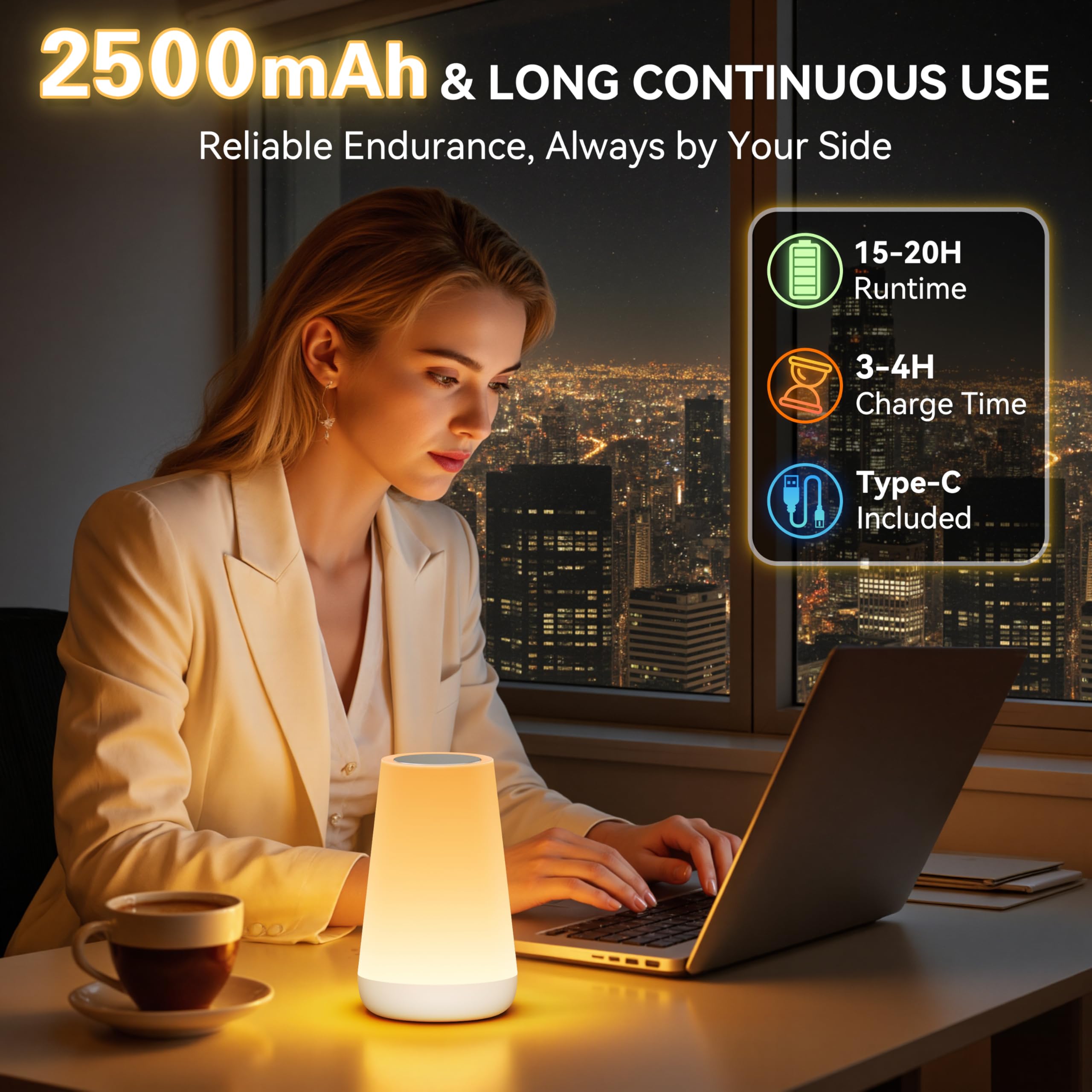 Auxmir night light charging via USB for cordless convenience