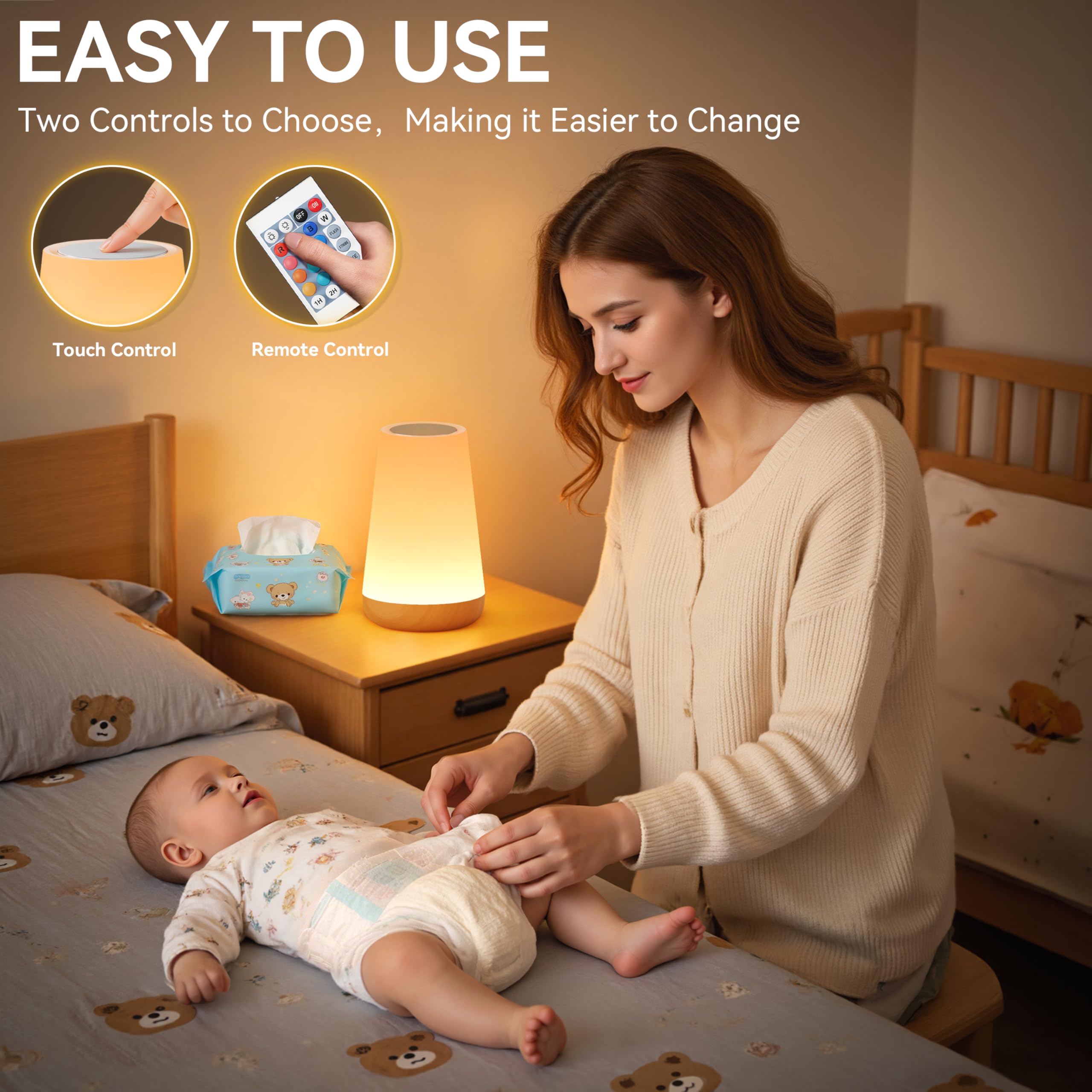 Auxmir portable rechargeable night light travels from nightstand to living areas.