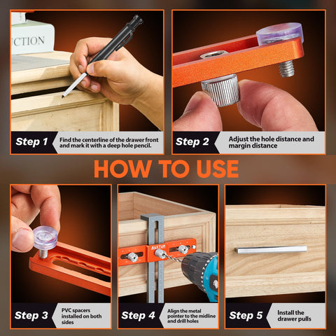 AUXTUR compatible with recessed fronts and drawer fronts for precise drilling