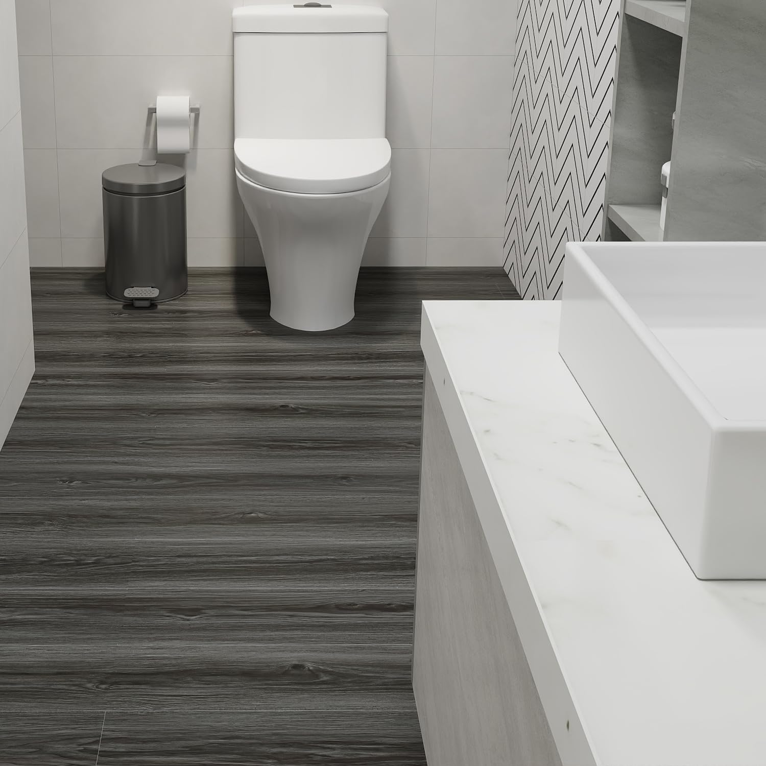 Auxua waterproof self-adhesive layer resists spills for easy maintenance.