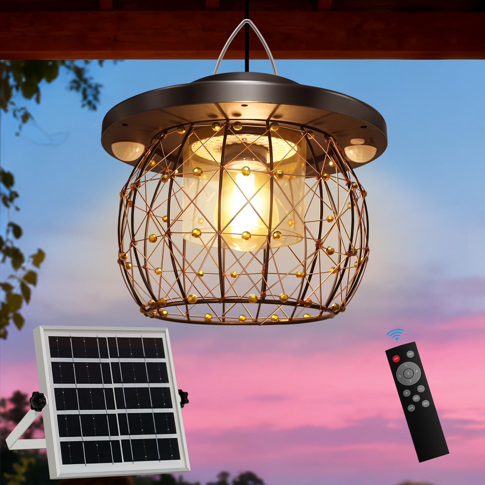 Auzev Solar Gazebo Light showcases a vintage-inspired glow for outdoor porches