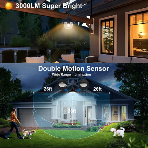 Auzev solar light with dusk-to-dawn modes offering continuous security lighting.